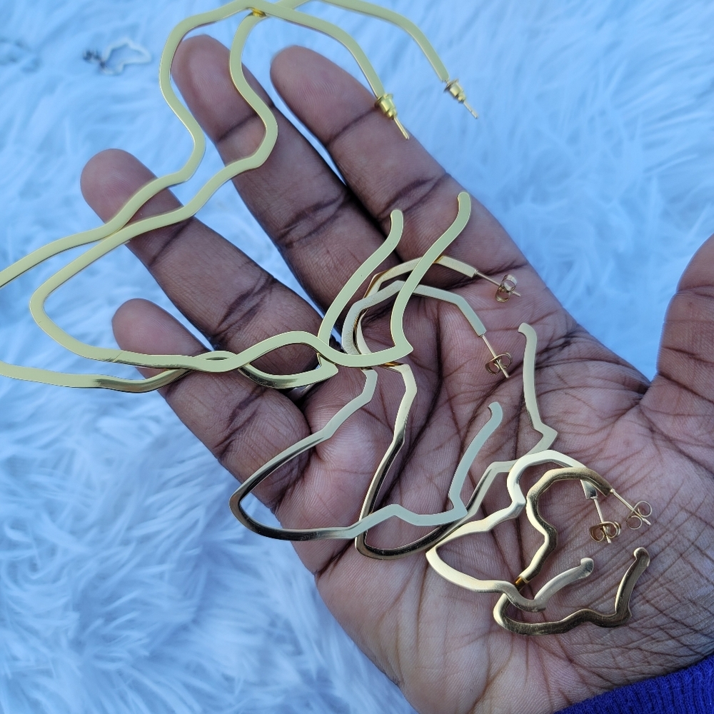 Gold Africa Outline Earrings